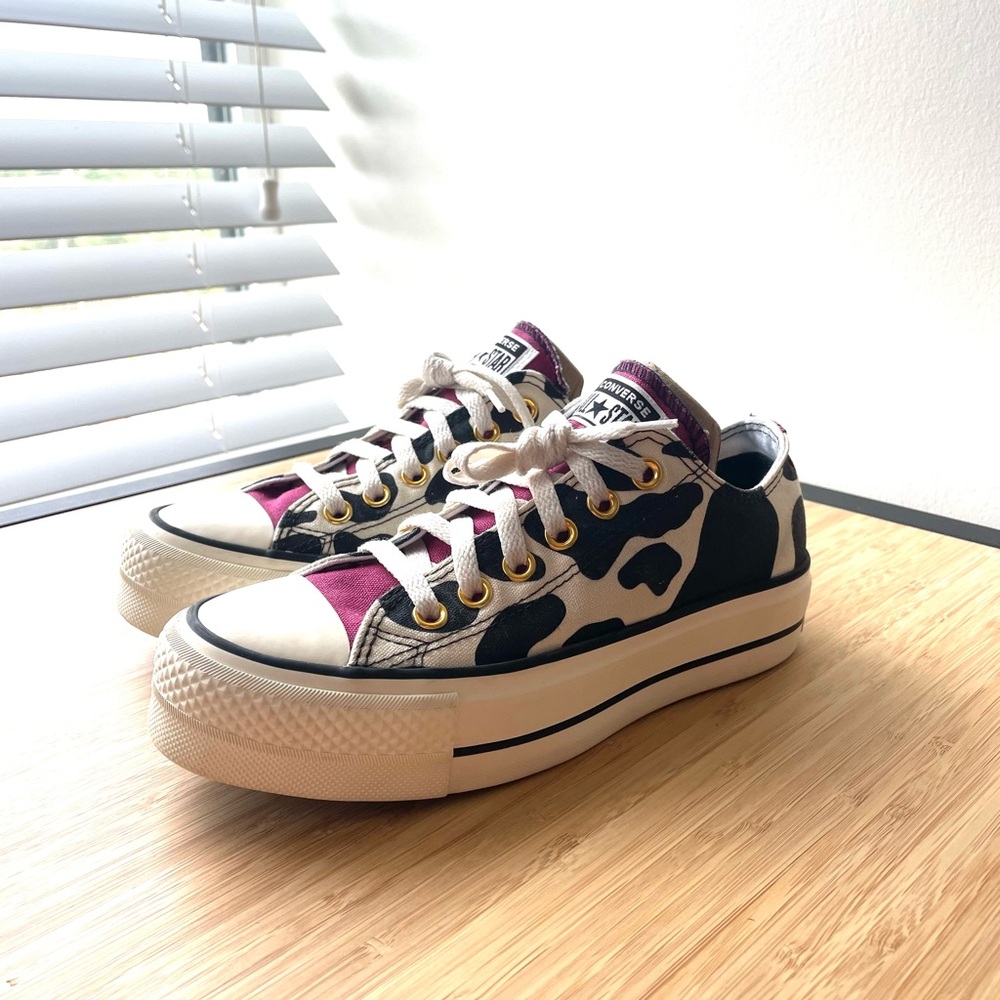 Converse Women Lift Platform All Star Low Sneaker Animal Print Size 6 - Picture 3 of 13